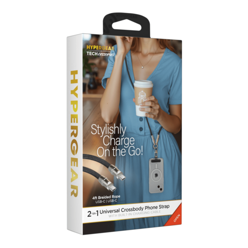 HyperGear 2-in-1 Universal Crossbody Phone Strap and Charging Cable